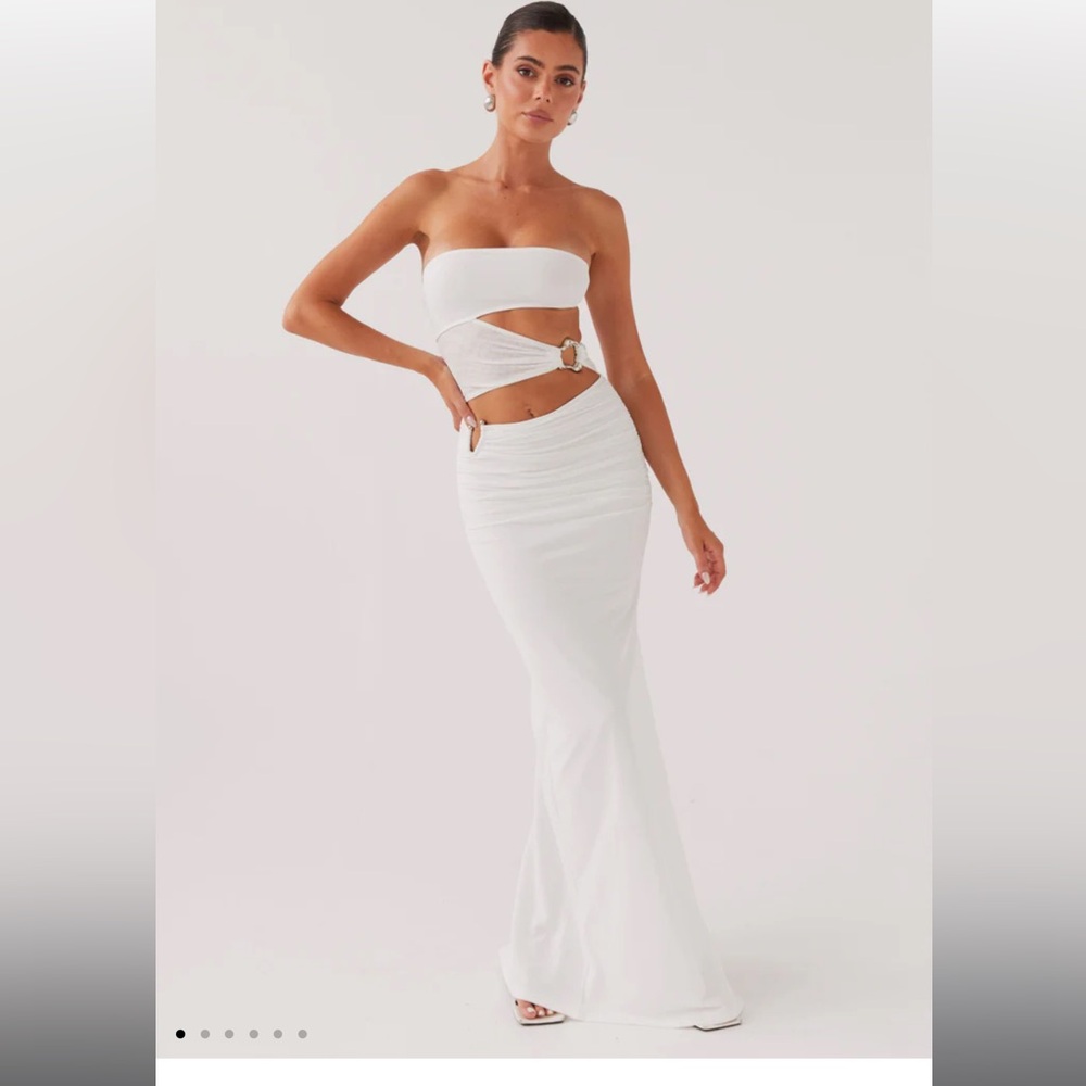 Peppermayo Strapless Into Pieces cutout maxi dress